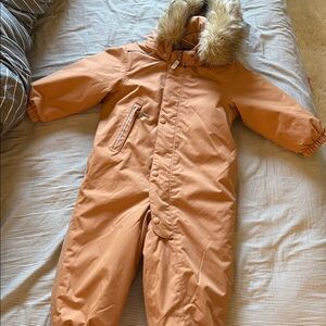 Reima Orange Hooded Snowsuit with Faux Fur Trim size 92 Gotland